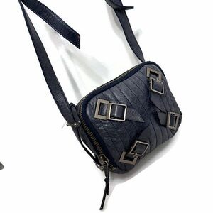 Schuler & Sons Elegant Navy Crossbody Bag with Buckle Details